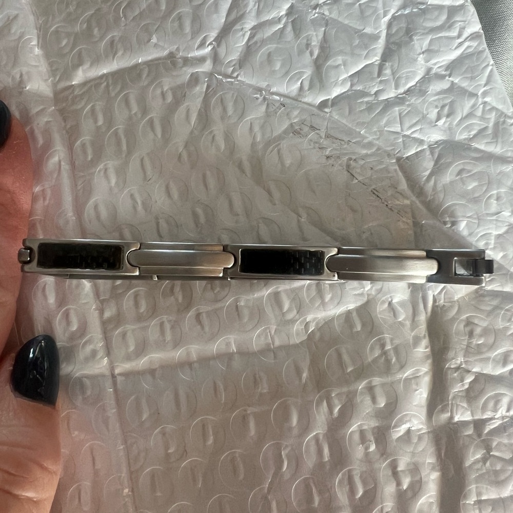 Stainless Steel and Black Bracelet